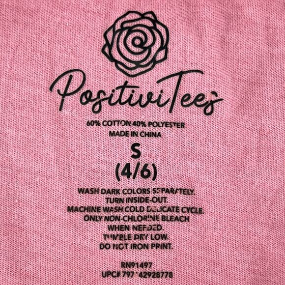 PositiviTees Be Kind T-Shirt Top S (4-6) Dusky Rose Pink Crew Neck Short Sleeve - Picture 6 of 11